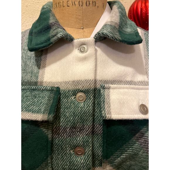 JK Sue Jones Fleece Fuzzy Lined Plaid Flannel Cropped Jacket NWT Size S - Picture 5 of 13